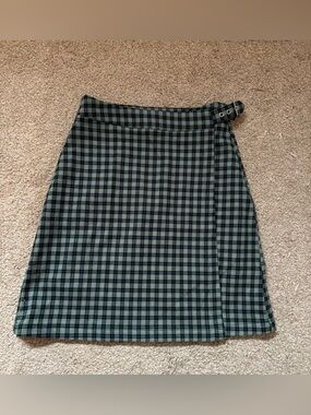 Classic Green and Black Plaid Wrap Skirt